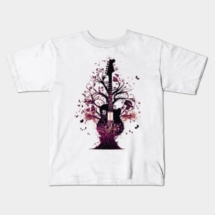 Acoustic Guitar Tree of Life Guitar Player Nature Guitarist Kids T-Shirt